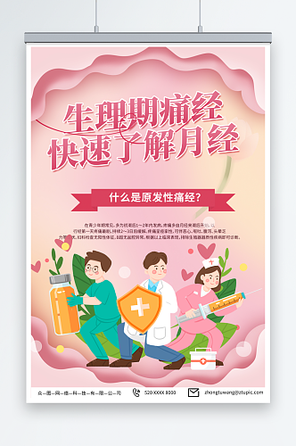 创意女性生理期痛经月经不调知识科普海报