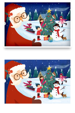 小清新圣诞节老人卡通手绘插画海报