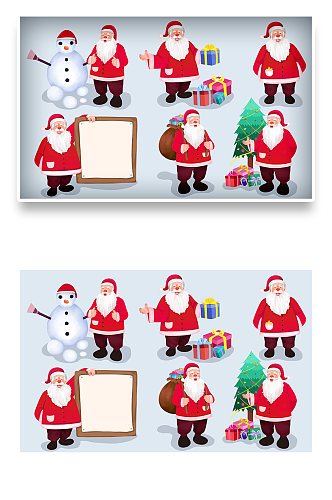 圣诞节老人麋鹿雪人卡通手绘免扣素材