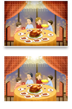 温馨小清新1125感恩节手绘插画海报