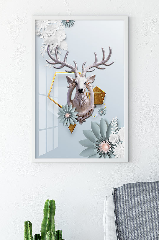 麋鹿北欧装饰晶瓷画