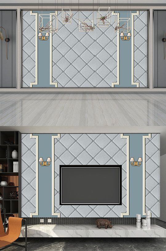 软包石膏立体背景墙-众图网