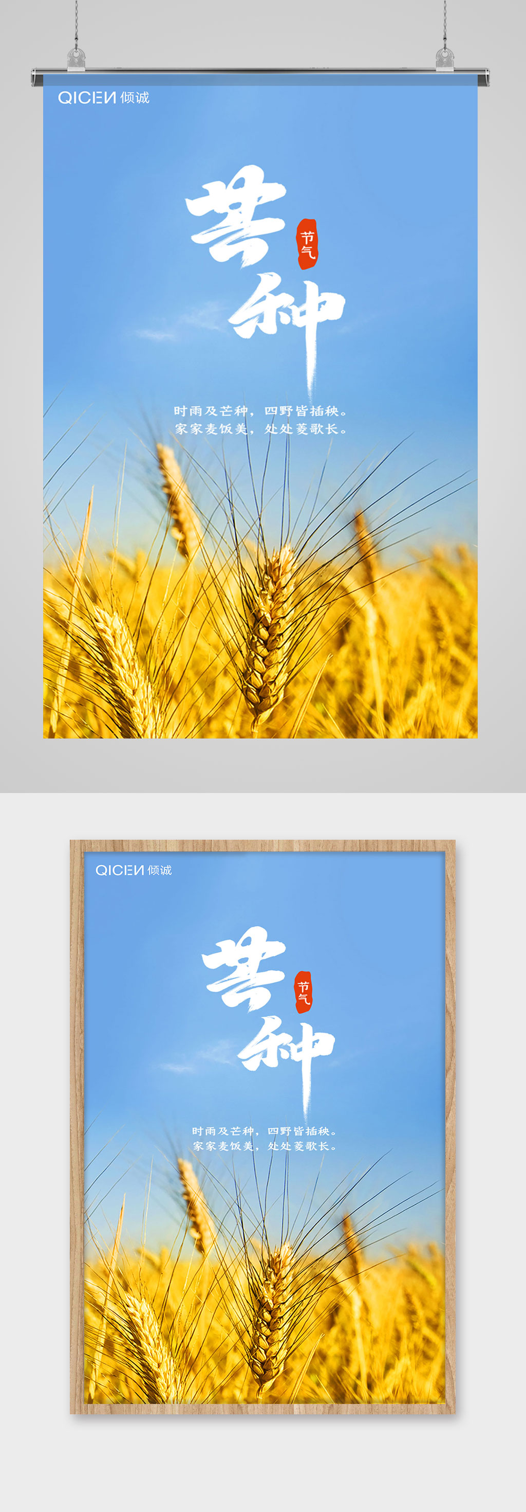 黄色小麦芒种海报