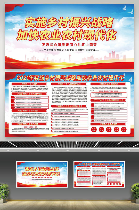 实施乡村振兴战略宣传展板