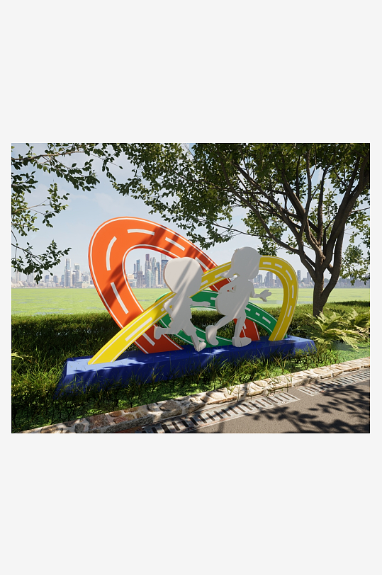 校园交通安全户外标识雕塑-众图网