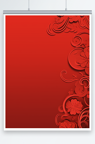 中国红展板海报传统元素背景设计图