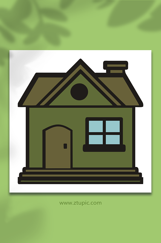 绿色简约房子图标设计图