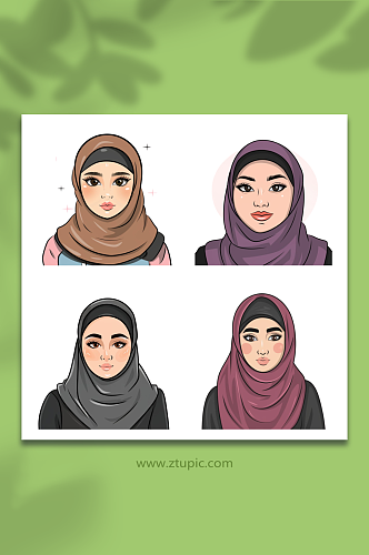 带头巾女性人物形象免抠图透明底设计元素