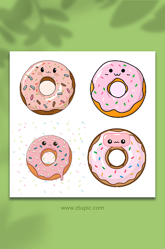可爱卡通甜甜圈甜品免抠图设计元素