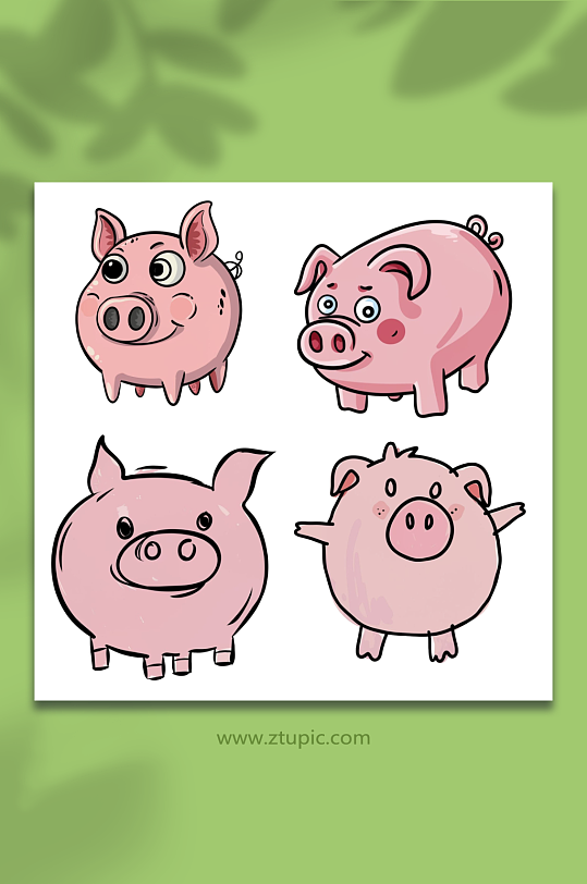 可爱卡通粉红猪猪免抠图设计元素