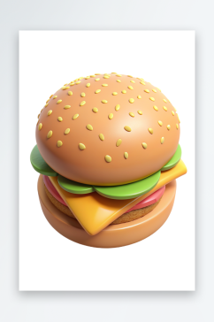 3D汉堡免抠图立体设计小元素