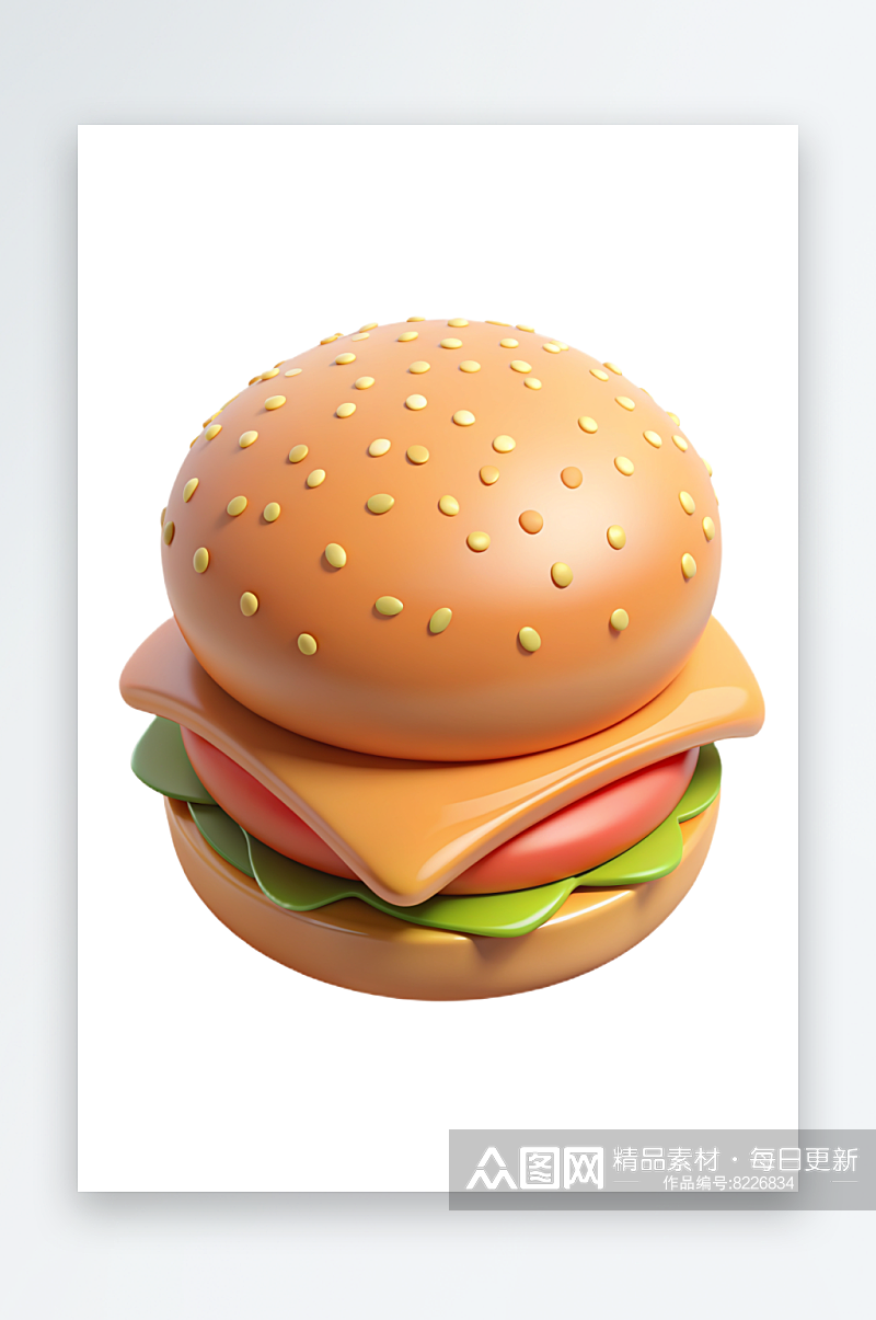 3D汉堡免抠图立体设计小元素素材
