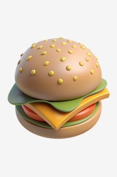 3D汉堡免抠图立体设计小元素