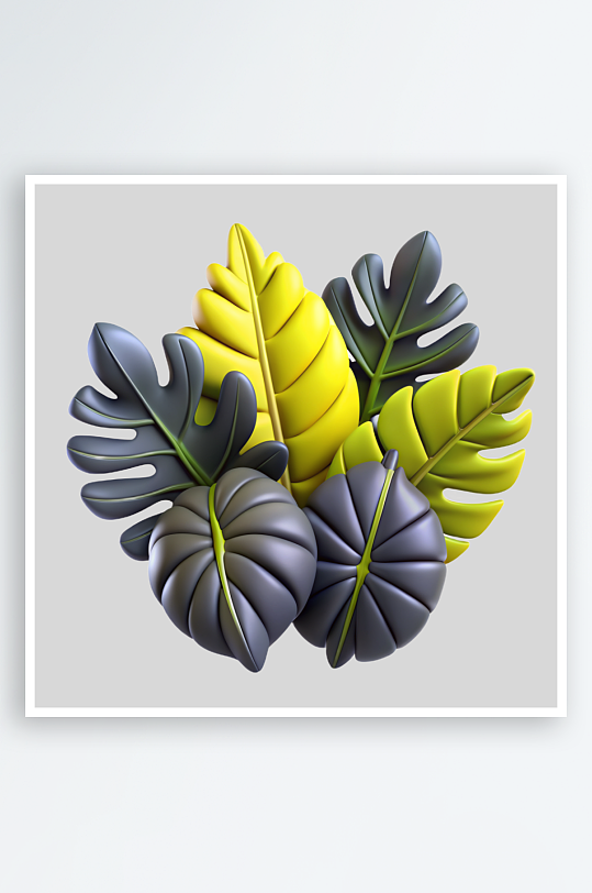 丛林树叶免抠图立体设计元素