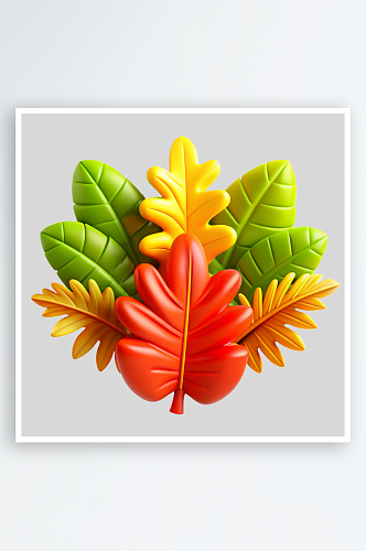 丛林树叶免抠图立体设计元素