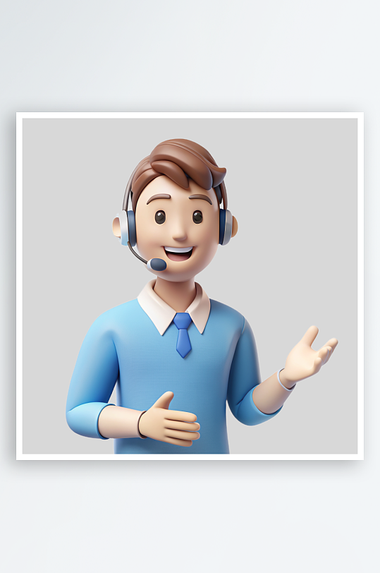 男客服免抠图立体设计小元素