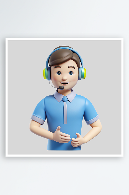 男客服免抠图立体设计小元素