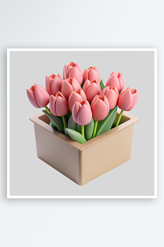 一箱花免抠图立体设计小元素