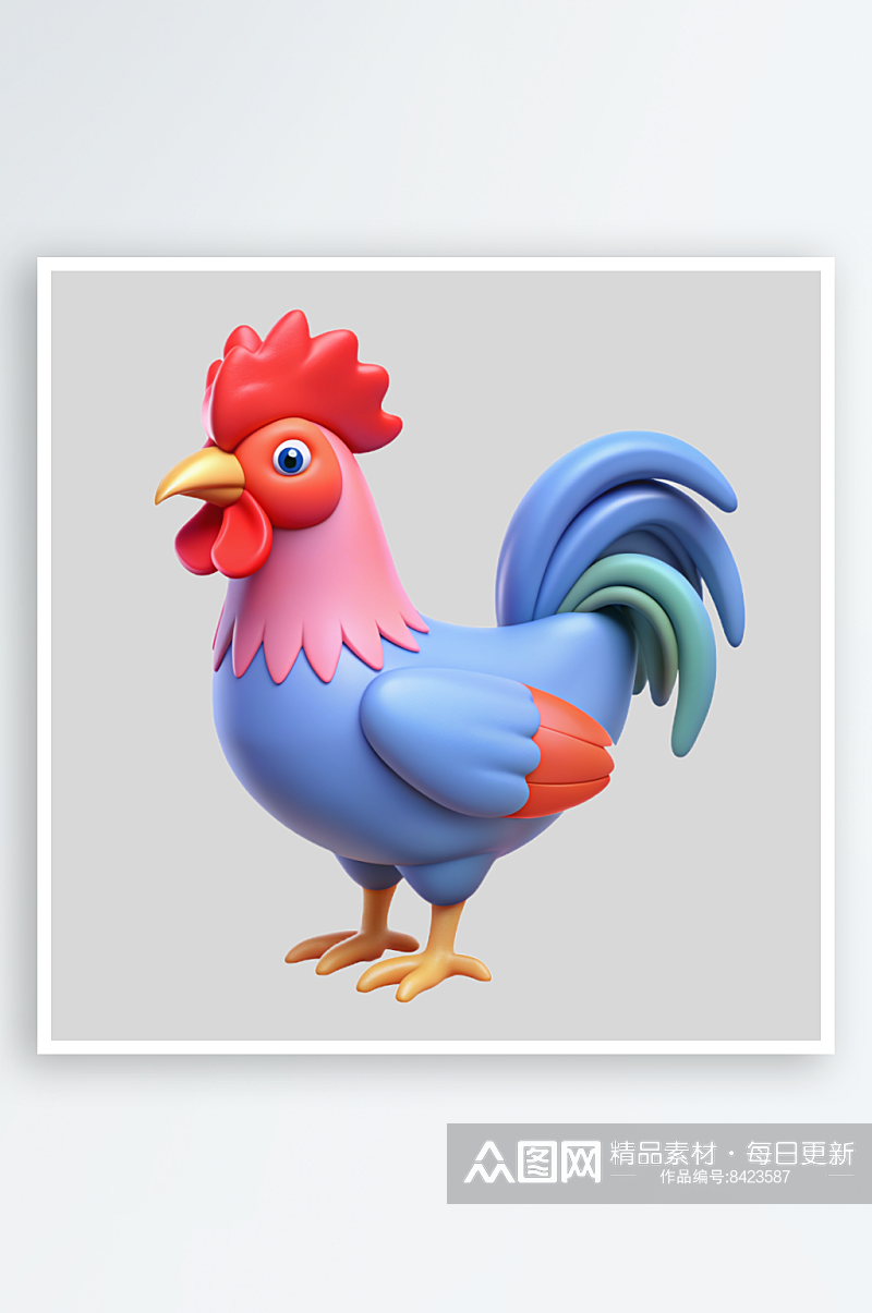 公鸡免抠图立体设计元素素材
