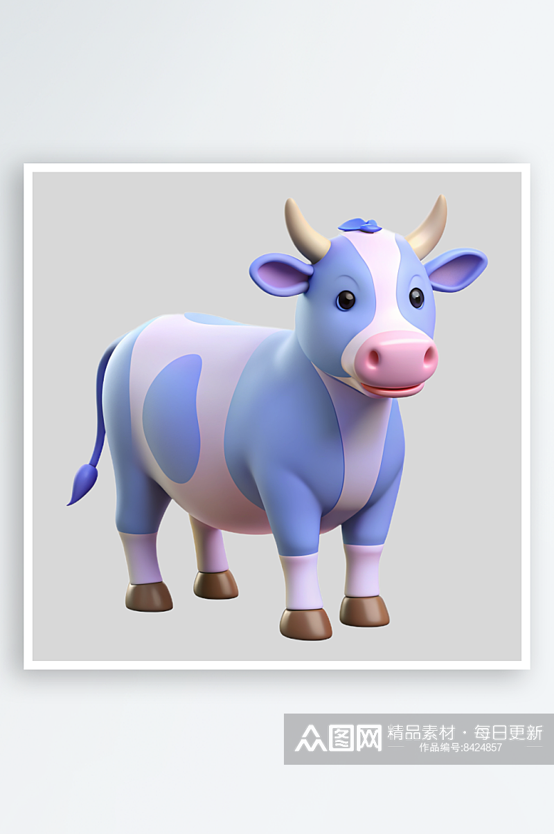 奶牛免抠图立体设计小元素素材