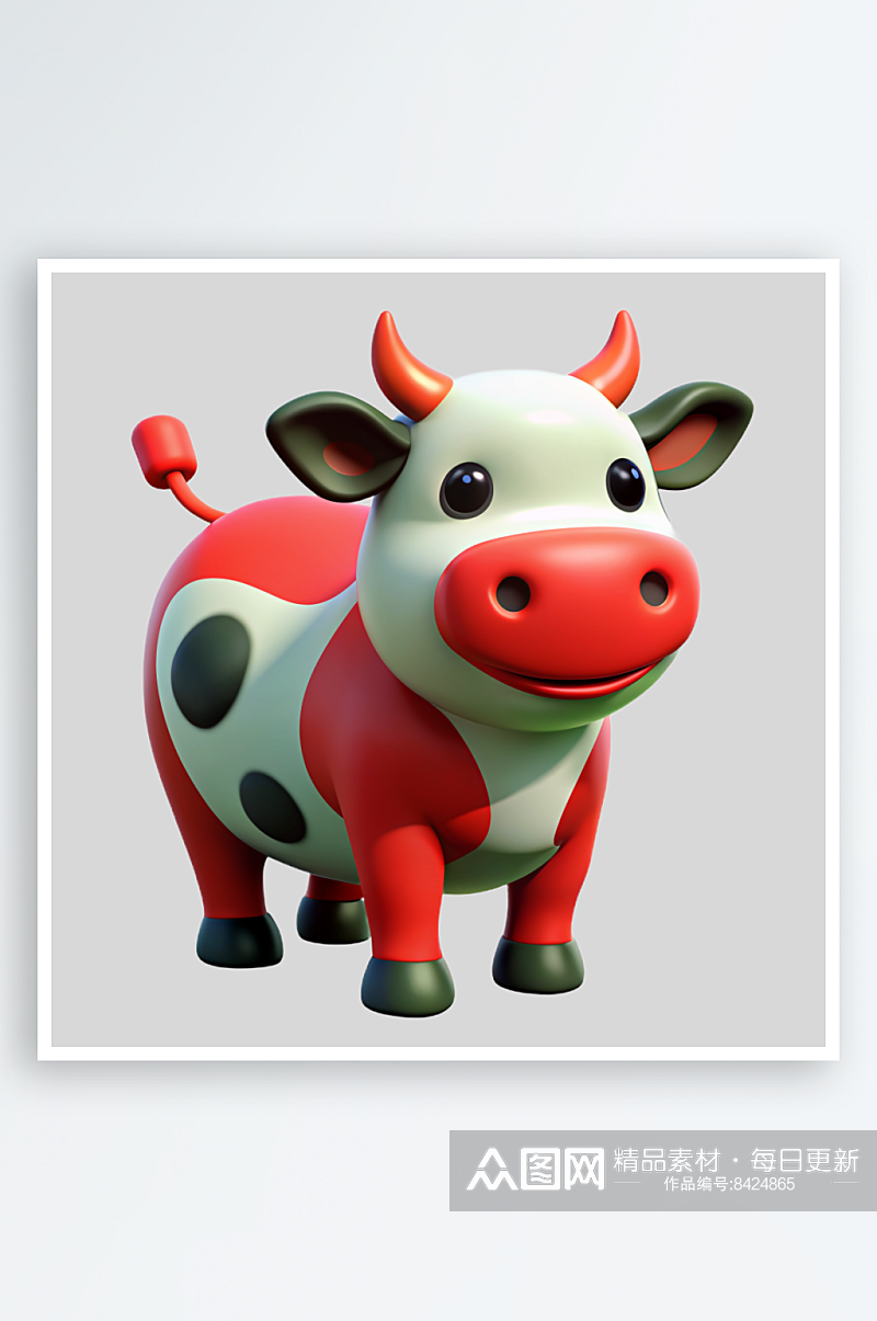 奶牛免抠图立体设计小元素素材