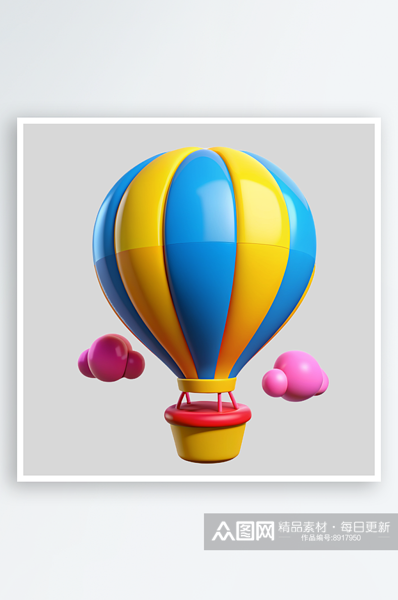 热气球免抠图立体设计小元素素材