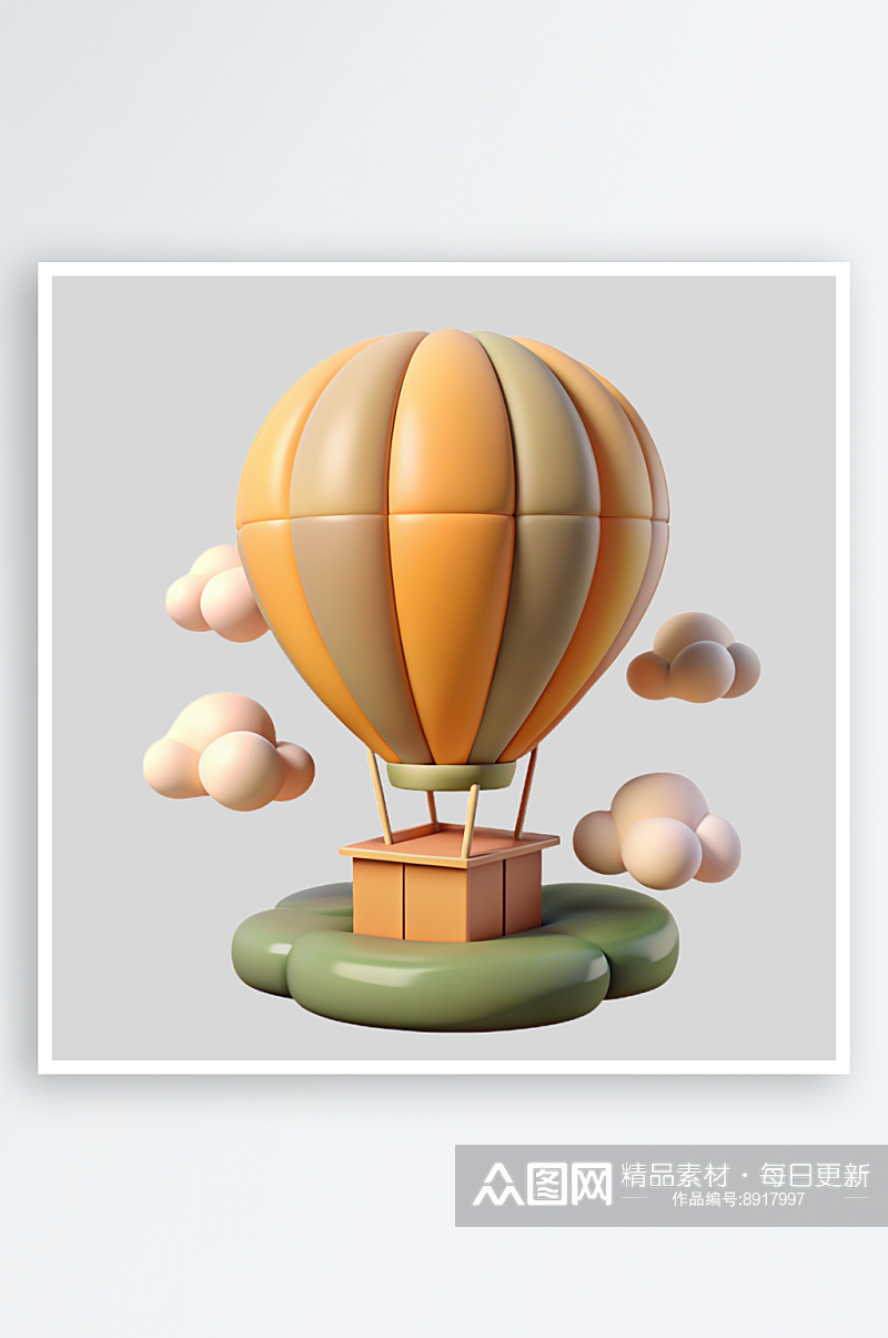 热气球免抠图立体设计小元素素材
