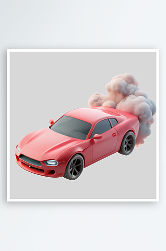 汽车和烟雾免抠图立体设计元素