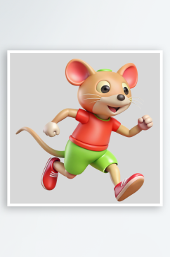 老鼠跑步免抠图立体设计元素