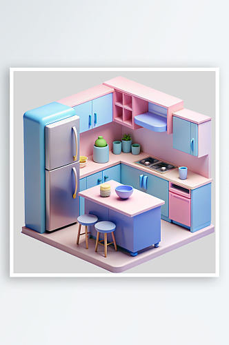公寓厨房免抠图立体设计元素