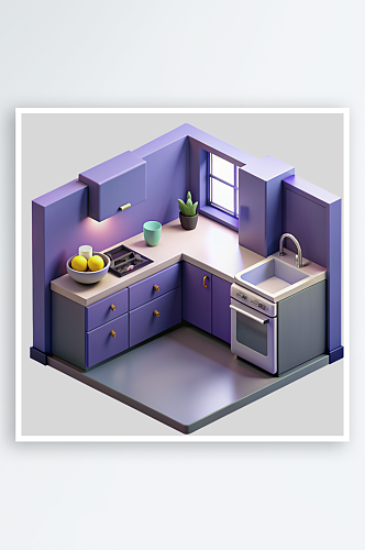 公寓厨房免抠图立体设计元素