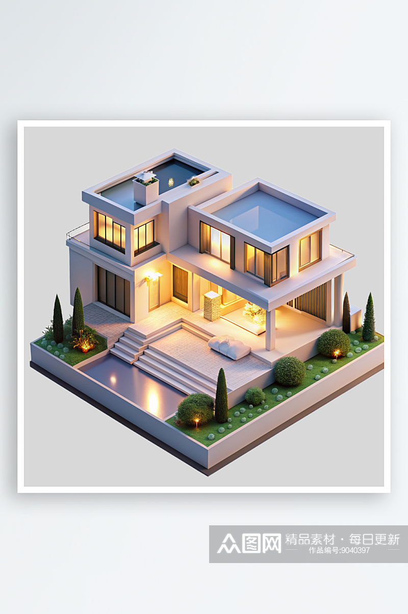 别墅免抠图立体设计小元素素材