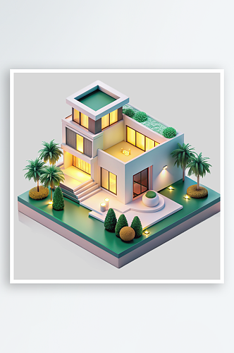 别墅免抠图立体设计小元素