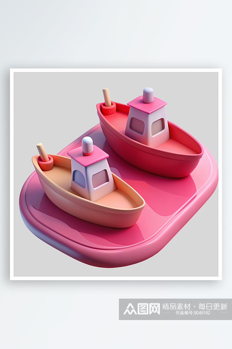 儿童帆船免抠图立体设计小元素素材