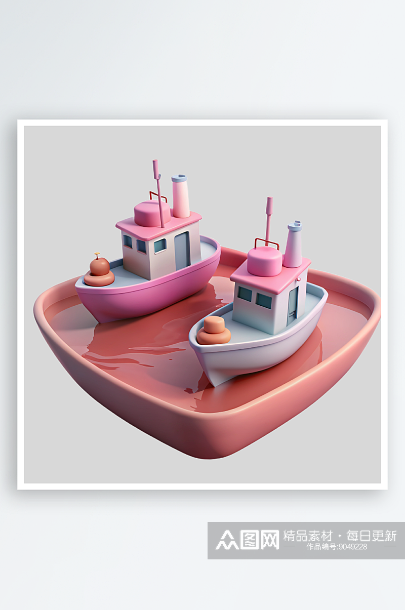 儿童帆船免抠图立体设计元素素材