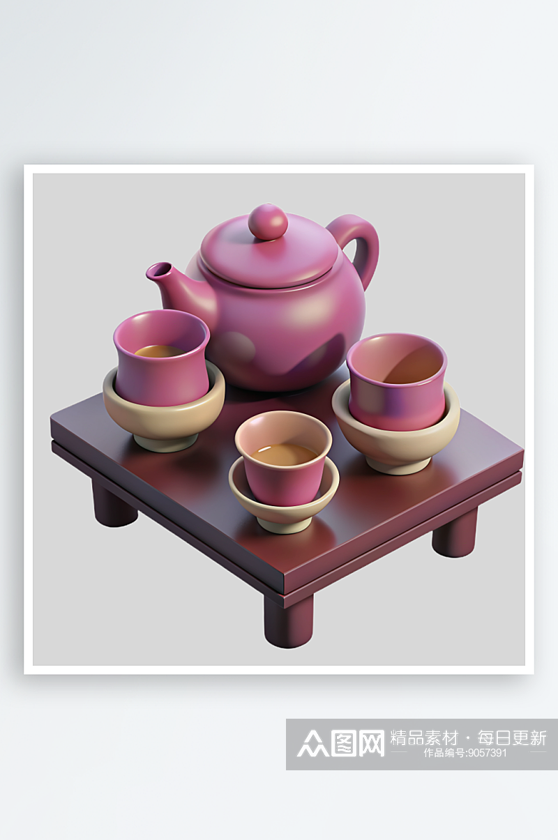 茶具免抠图立体设计元素素材