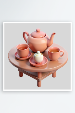 茶具免抠图立体设计元素