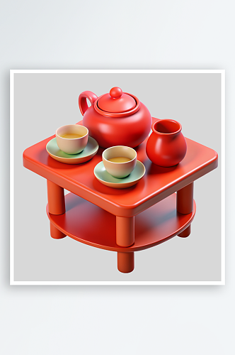 茶具免抠图立体设计小元素