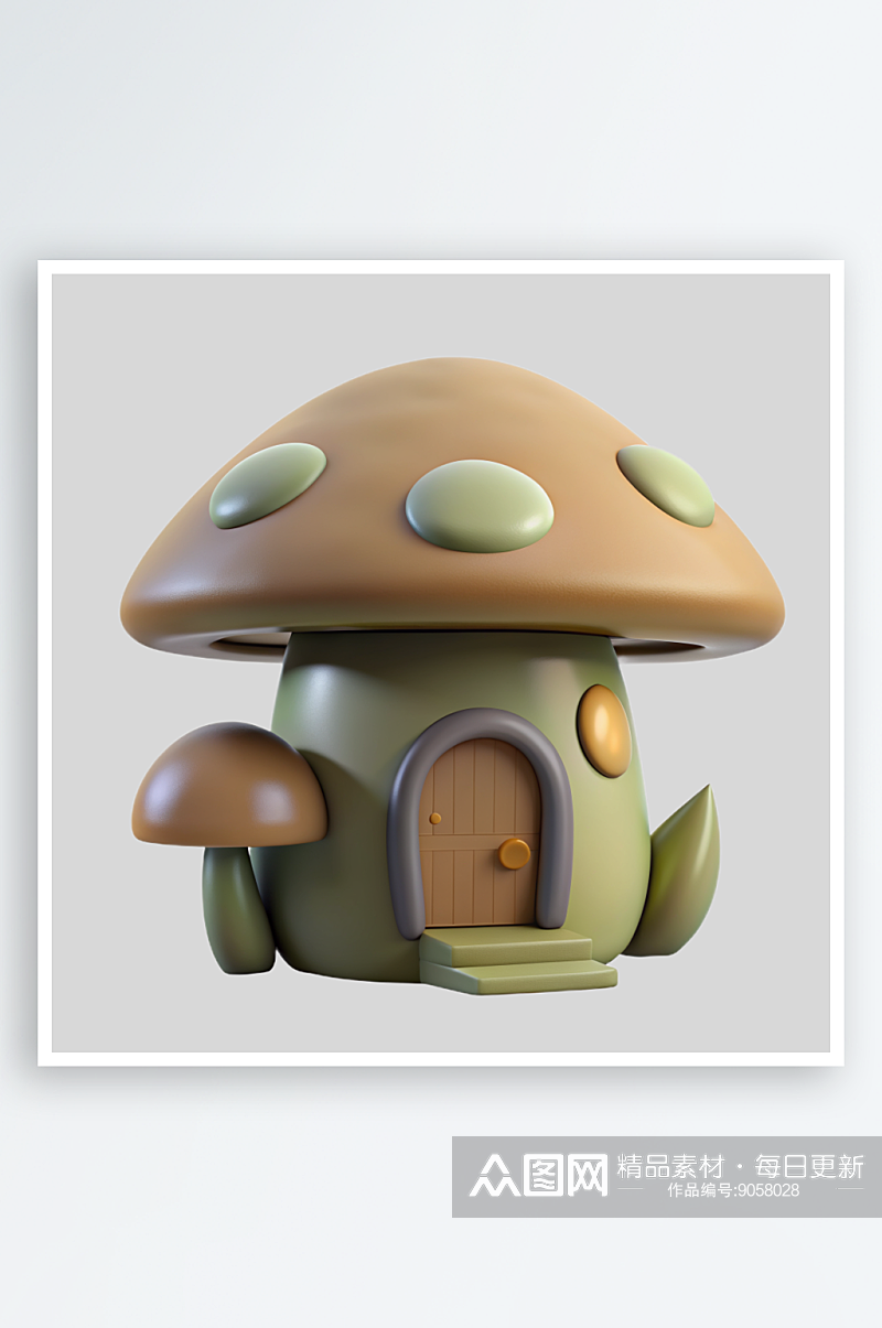蘑菇屋免抠图立体设计元素素材