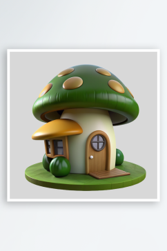 蘑菇屋免抠图立体设计元素