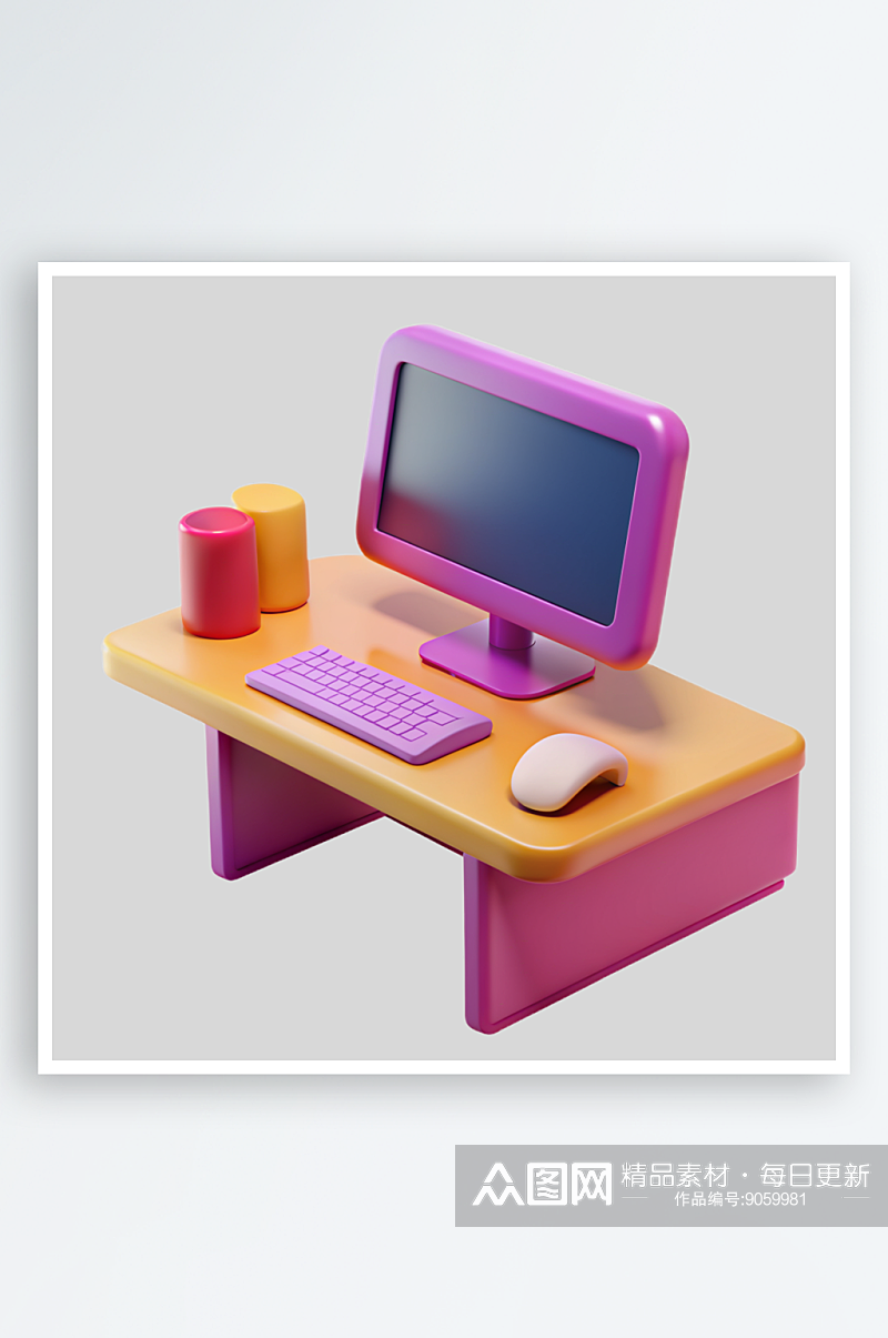 电脑桌免抠图立体设计元素素材