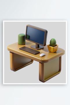 电脑桌免抠图立体设计元素