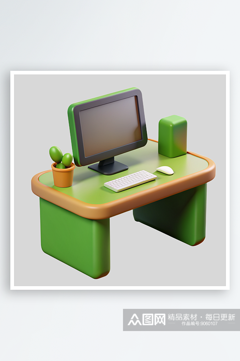 电脑桌免抠图立体设计元素素材