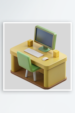 电脑桌免抠图立体设计元素