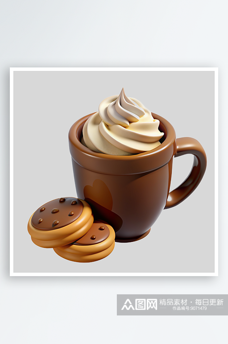 曲奇咖啡免抠图立体设计元素素材
