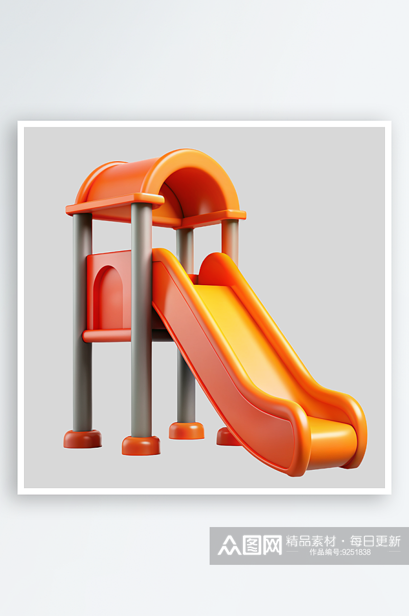 儿童滑梯免抠图立体设计元素素材