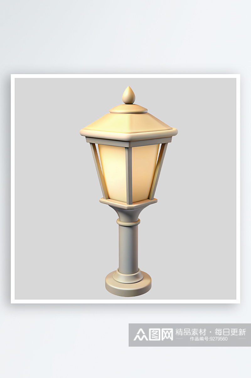 路灯免抠图立体设计小元素素材