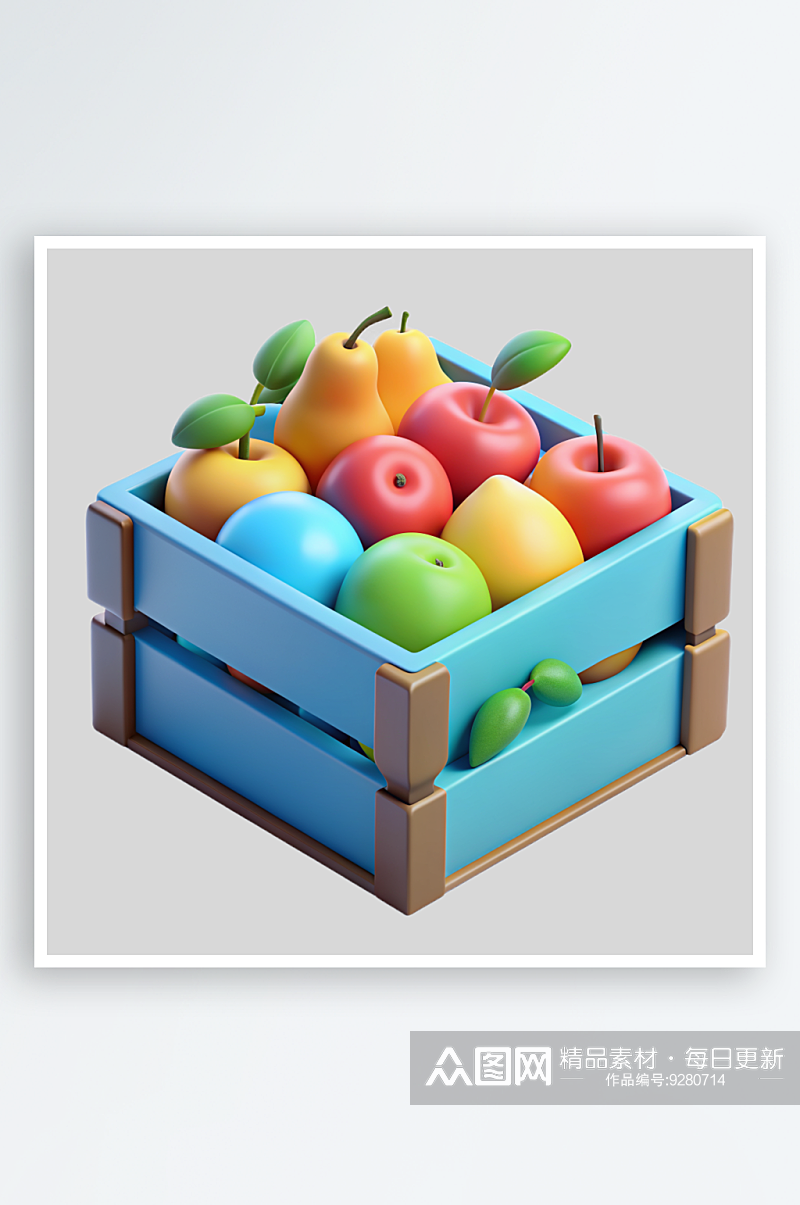 水果箱免抠图立体设计元素素材
