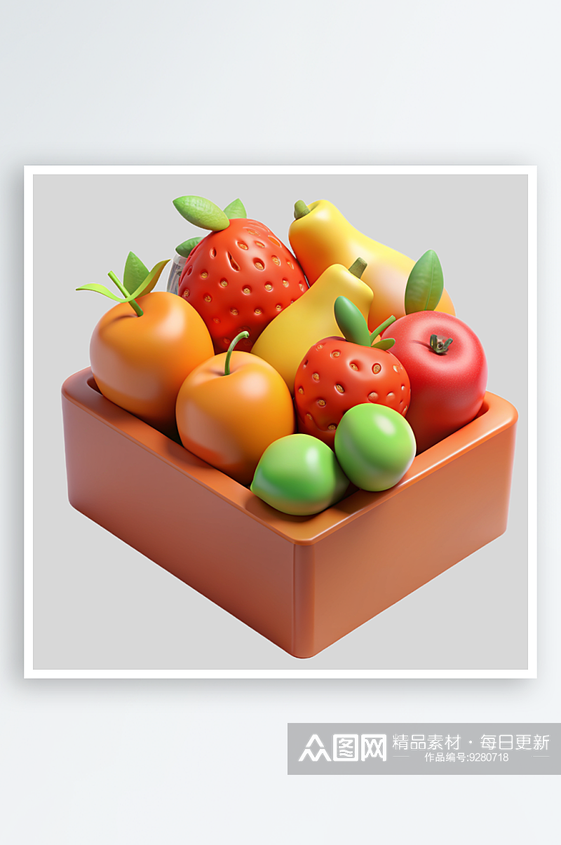 水果箱免抠图立体设计元素素材