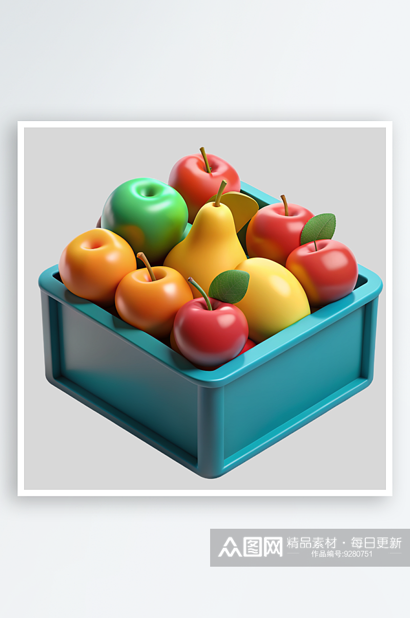 水果箱免抠图立体设计小元素素材